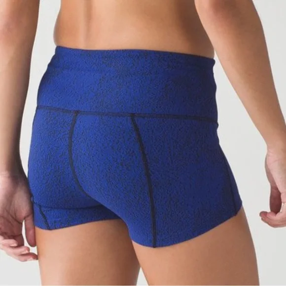 Lululemon Race Pace Tight Short Spray Jacquard Sapphire Blue Black sz. 4 - Picture 3 of 5